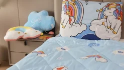 Unicorn Blauw wasbaar dekbed
